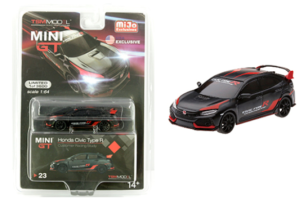 Mini GT 2017 Honda Civic Type R FK8 mattschwarz-rot LHD 1:64 limitiert MGT00023