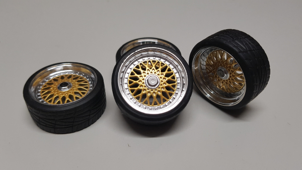 SD Felgen 16 Zoll BBS RS gold 32mm 1:18 Modellauto Tuning