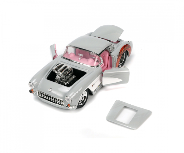 Jada Toys 253255041 Looney Tunes Chevy Corvette 1597 + Bugs Bunny 1:24 Modellauto + Figur