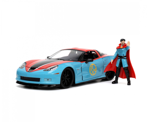 Jada Toys Marvel Doctor Strange Figur + Chevrolet Corvette Z06 2006 Chevy 1:24 Modellauto