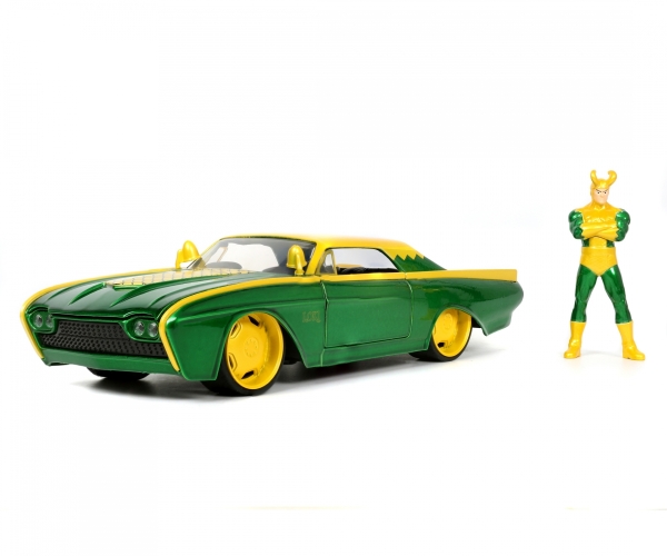 Jada Toys 253225026 Ford Thunderbird 1963 + Loki 1:24 Modellauto + Figur