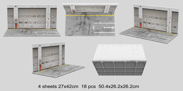 SD Diorama Boxengasse Werkstatt Halle Fotohintergrund 1:18 Bausatz Pitbox