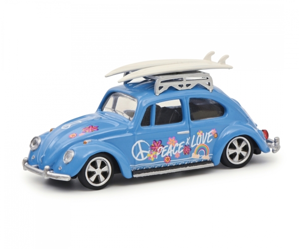 Schuco VW Käfer Surfer blau beetle Lowrider Love Peace 1:64 limitiert Modellauto